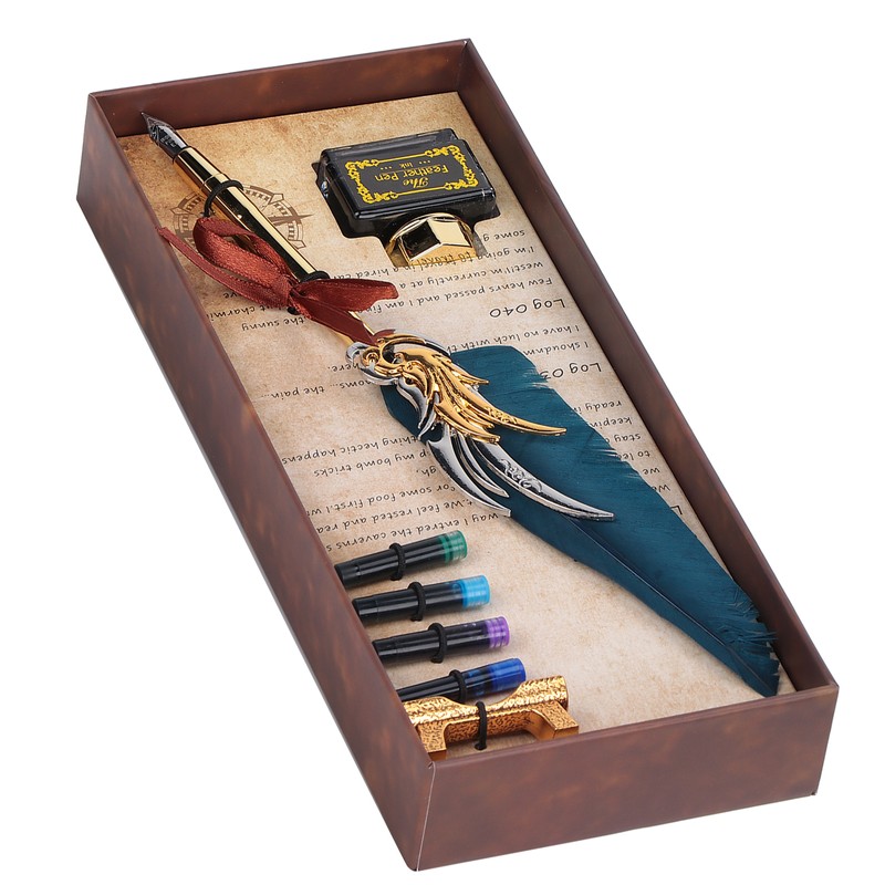 Feather Pen Calligraphy Writing Vintage Set Metal Retro Dip Quill