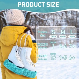 Gemscream Ice Skate Guards Fuzzy Ice Skate Soakers Skate Guards Hockey Soakers for Figure Skates Skate Guards for Girls Boys Youth Women Men Adult(L Size,Blue Green)