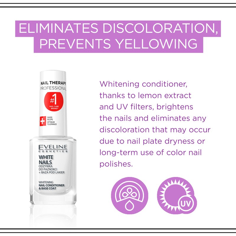 Eveline Cosmetics 3 In 1 Instantly Whiter Nail Whitener