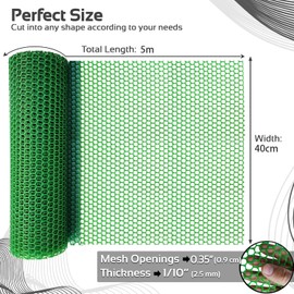 Upgraded Chicken Wire Fence Mesh - 40CM x 500CM Black/Green/White Colors Hexagonal Fencing for Gardening Poultry Netting, Floral Roll (Green)