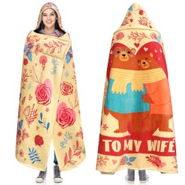 CHEOKINGBA Gifts for Wife Wearable Blanket Hoodie, Birthday Gift for Wife from Husband, Wedding Anniversary for Wife Women, Best Wife Presents, Romantic Gifts for Her Hooded Blanket, 71"x47" Yellow