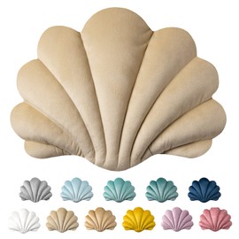 Ashler 3D Throw Pillows Shell Shaped Accent Throw Pillow, Soft Velvet Insert Included Cushion for Couch Bed Living Room, Pack of 1, Light Blue, 18 X 13 inches
