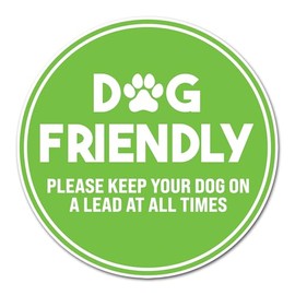 2 x 15cm Dog Friendly Vinyl Stickers - Lead Shop Store Dogs Pet Animals Allowed Welcome Sign Notice Small Business Taxi Sticker #83050