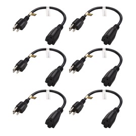 Cable Matters 6-Pack 16 AWG Heavy Duty Power Extension Cord 1 ft, UL Listed (Outlet Saver / Power Cord Extension / 3 Prong Extension Cords, NEMA 5-15P to NEMA 5-15R)