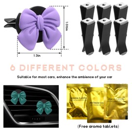 KVAEY 9 PCS Pink Bow Car Air Freshener, Automotive Cute Pink Bow Air Outlet Clips with Scent Pieces, Universal Coquette Car Air Vent Diffuser for Women and Girls (Orange+Pink+Dark Blue)