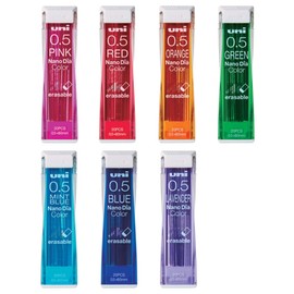Mitsubishi Pencil Sharp Lead Uni Nano Diamond Colored Lead 0.5mm 7 Colors uni0.5-202NDC 7 Assortment 7 Pieces