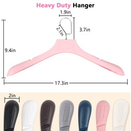 DEDU Suit Hangers for Men 20 Pack, Sweater Hangers No Shoulder Bump Non Slip Width 17.7", Plastic Clothes Hangers Pink with Metal Hook