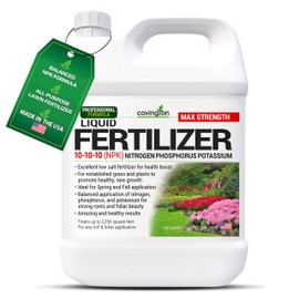 Covington 10-10-10 NPK Liquid Fertilizer (32oz) – All Purpose Liquid 10 10 10 NPK - Lawn Food with Nitrogen Phosphorus Potassium Concentrate for Lawns, Outdoor & Indoor Plants, Vegetable Gardens