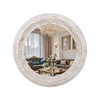 Round Substantial Beveled Hand Hammered Metal Frame In Rustic White,