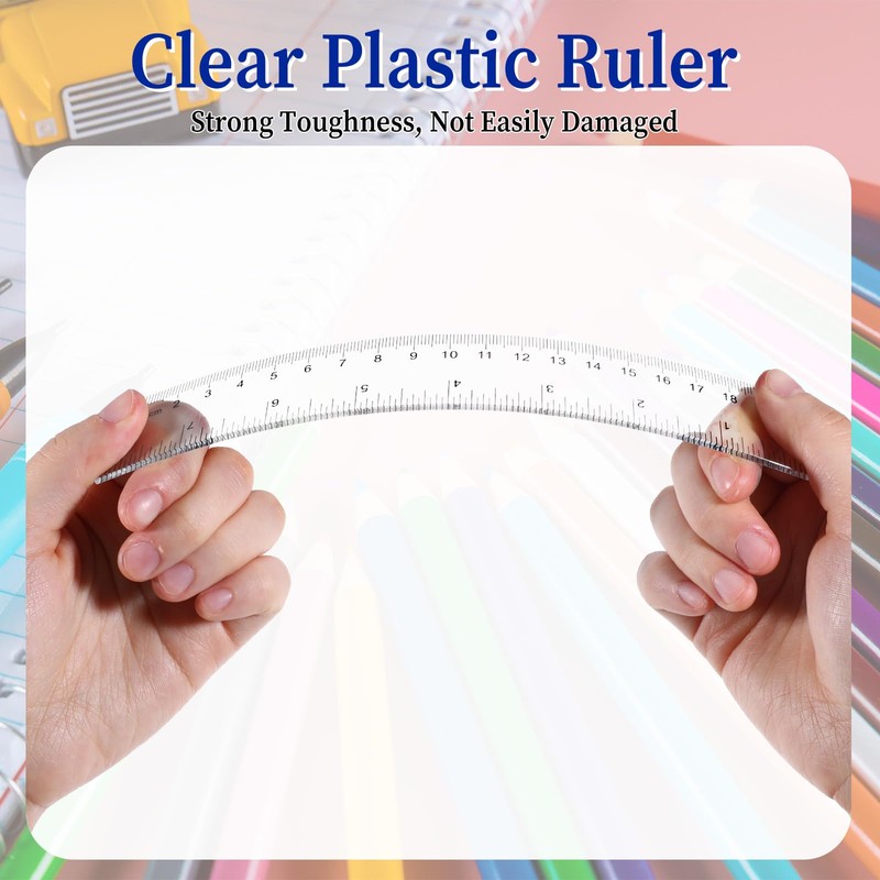 BOHUIZ 3 Pack Plastic Ruler Straight Ruler with Centimeters and