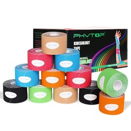 12 Rolls Kinesiology Tape Pre Cut - Muscle Tape 5cm x 5m for Knee Shoulder and Elbow, Elastic Therapeutic Sports Tapes for Muscle Support and Injury Recovery (Mixed Colors)