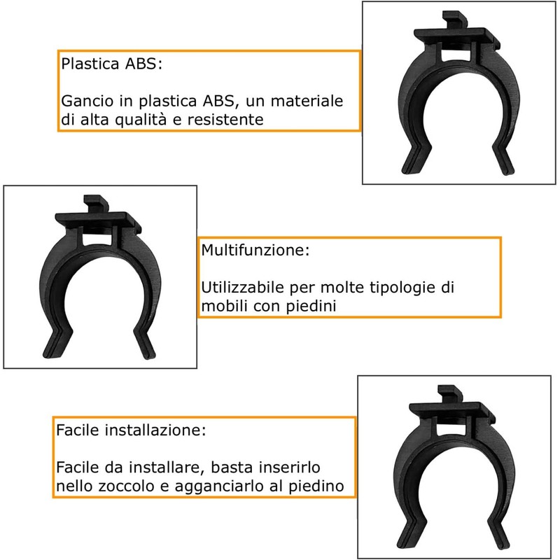 bricoleva.it Hooks for Kitchen Plinth - Hook Skirting Kitchen Clog
