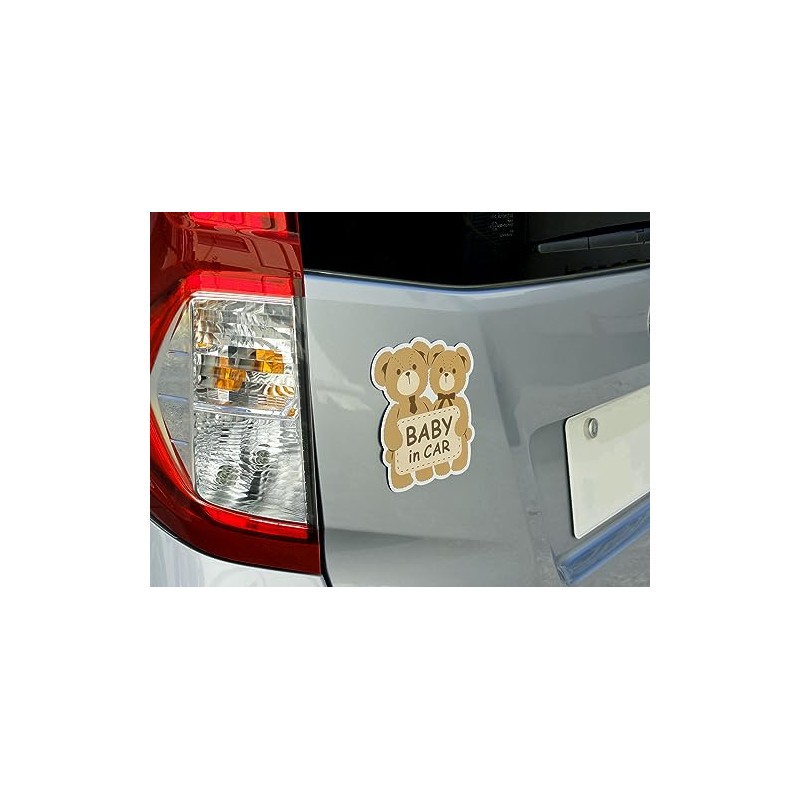 Mukojima MR-01 Safety Sign, Magnet, BABY in Car, Bear, Made