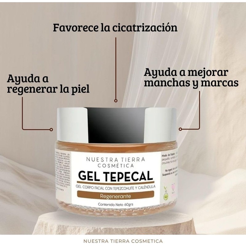 Gel Regenerante de Tepezcohuite y Caléndula 60g Todo Tipo de