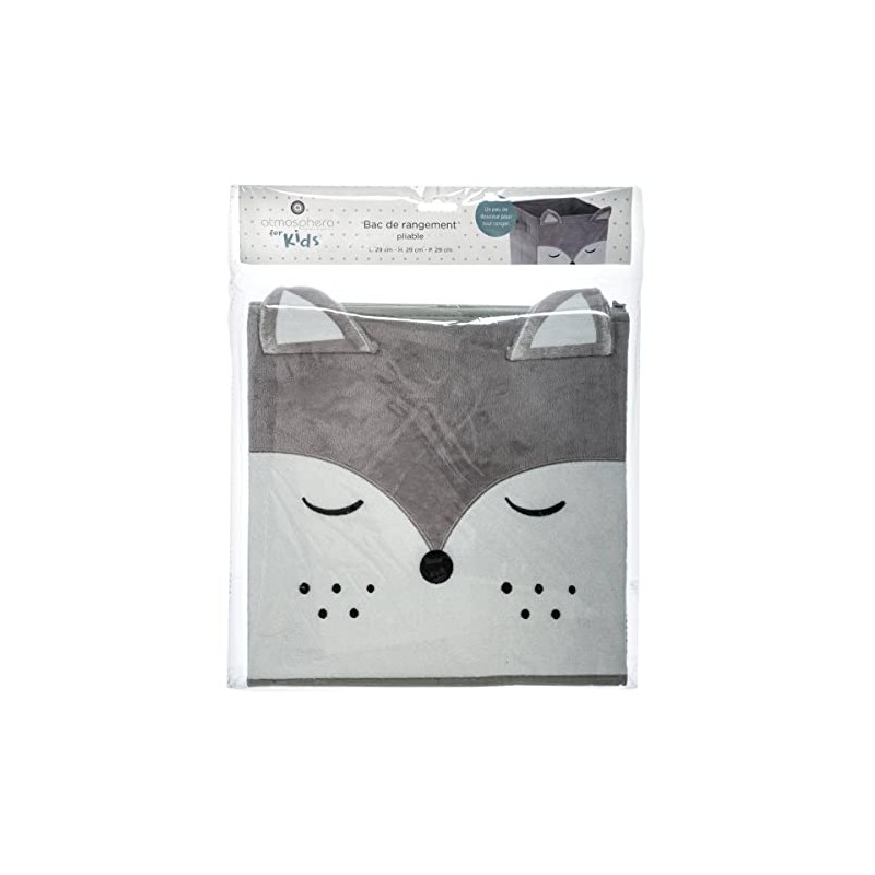 Atmosphera Children's Storage Box Fox Velvet Grey Grey