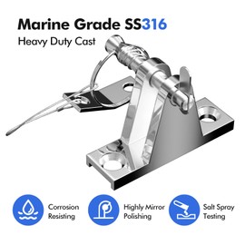 Bimini Top Deck Hinge,Stainless Steel 316 Bimini Top Fitting Hardware 90° Deck Hinge with Quick Release Pin and Lanyard (2 Pack)