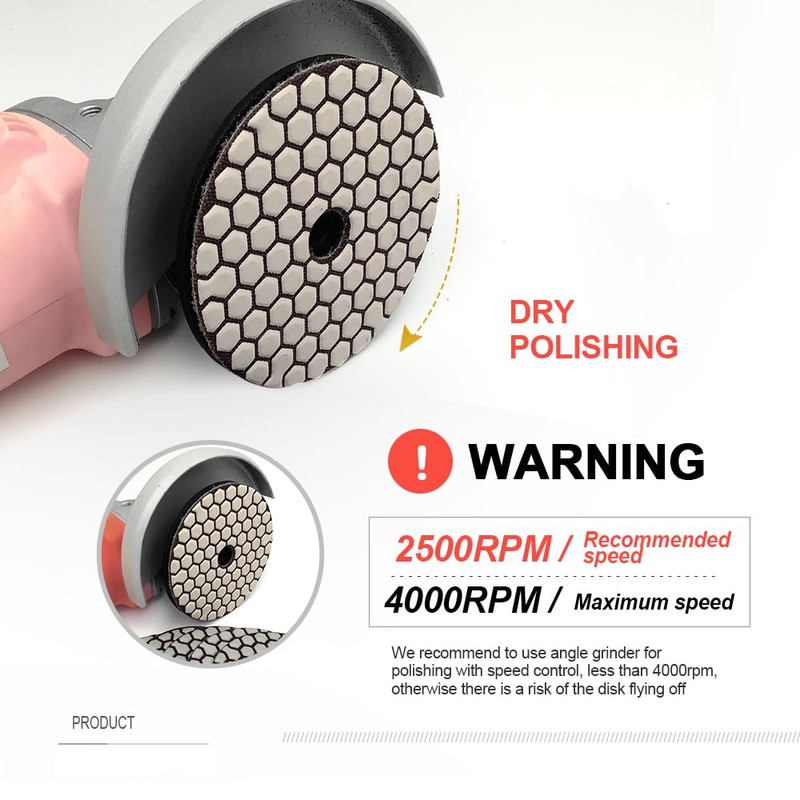 SHDIATOOL Dry Diamond Polishing Pads 7PCS Grit 30 for Granite