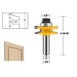 OLETBE Router Bit Set 3 PCS 1/2-Inch Shank Round Over Raised Panel Cabinet Door Ogee Rail and Stile Router Bits, Woodworking Wood Cutter, Wood Carbide Groove Tongue Milling Tool(LINE)