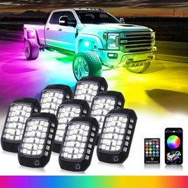 RGB Rock Lights, 8 Pods 288 LEDs SMD Chips Super Bright App Control Underglow Neon Light Exterior Chassis Wheel Well Glow Kit for Off Road Cars Trucks Jeep SUV UTV ATV RZR Golf Cart