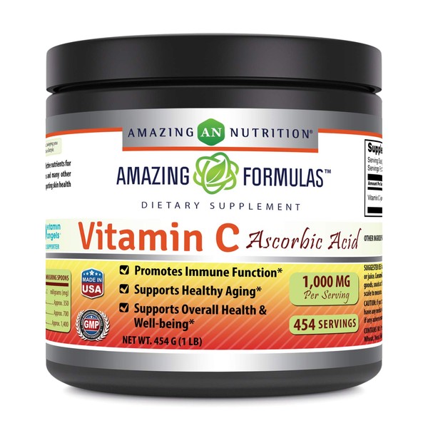 Amazing Nutrition Amazing Formulas Vitamin C Ascorbic Acid Dietary Supplement - 1 Lb. Powder (Approx. 454 Servings) - Provides Immune & Healthy Aging Support -*
