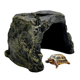 M2cbridge Reptile Hideout Cave Resin Rock Hides Terrarium Habitat Decor Lizard,Turtles,Geckos,Frogs,Fishes (Rock)