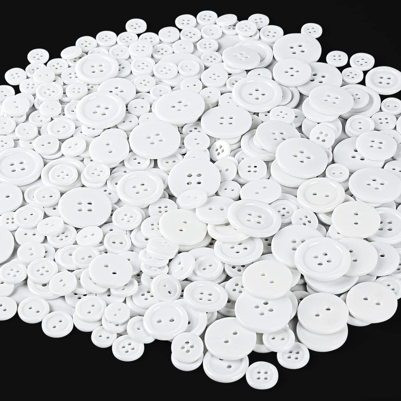 404 Pcs Buttons, Round White Buttons, 2 Hole and 4