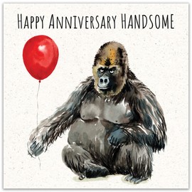 Twizler Anniversary Card for Him - Handsome Gorilla - Funny Happy Wedding Anniversary Card for Husband Boyfriend Partner