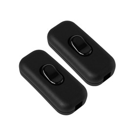 2 pcs Black Thin Straight Torpedo Switches - double pole inline switch - supports 2-core round or flat wire - Suitable for desk lamps, small appliances, and lamp switch applications