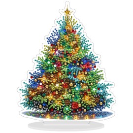 Diamond Art Kit for Adult Christmas, 5D Diamond Art Painting, Double Sided Decorative Special-Shaped Rhinestone Desktop Ornaments, DIY Acrylic Ornaments (Christmas Tree)