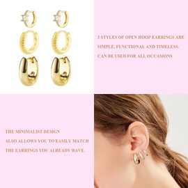 Small Gold Hoop Earrings Set for Women,Chris.W 14K Gold Plated Square Hoop Earrings Cubic Zirconia Stud Earrings Lightweight Hypoallergenic Earrings for Thanksgiving Women Girls Trendy Jewelry Gifts (1)