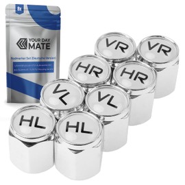 Aluminium Valve Caps, Pack of 8, in Silver, with German Lettering, for Car or Schrader Valves, Tyre Markers Car, Wheel Marker Valve Caps with Seal, Tyre Change Valve Caps