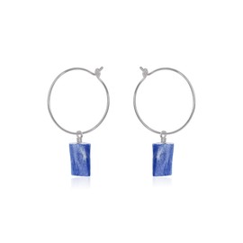 Kyanite Raw Nugget Hoop Earrings in Stainless Steel