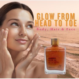 Shimmering Beauty Bundle - Hair, Face & Body Shimmer Oil 50ml, Lip Balm, 2x Facial Sheet Masks, Oil Brush Applicator | Beauty Essentials for Hair, Face, and Body