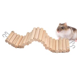 Pssopp Hamster Ladder Hanging Bridge Wooden Living Ladder Hamster Stairs Hanging Bridge Ladder Bridge for Hamster Rodent
