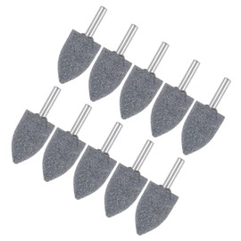 M METERXITY 10-Pack Abrasive Mounted Stone Grinding Bits, 1/4 IN(6mm) Shank Aluminum Oxide Polishing Sanding Drill Bit for Rotary Tools, 1IN(25mm) Dia 80 Grits Point [Gray]