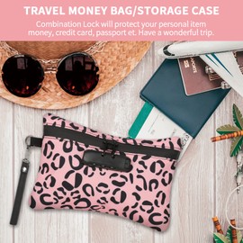 Smell Proof Bag, Dog-Tested Smell Proof Containers with Lock, Smell Proof Stash Bag, Money Safe Organizer, Odor Proof Case Storage Bags for Your Accessories, Smell Proof Pouch Gifts (Leopard Pink)