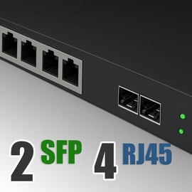 Elfcam® - Gigabit Ethernet Switch with 2 SFP Ports and 4 Ethernet Ports 10/100/1000Mbps, Plug & Play Unmanaged, Robust Metal (2 SFP Ports)