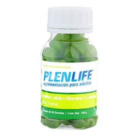 PLENLIFE - Gomitas de Calcio Adicionadas con Vitamina D - Suplemento sin Azúcar Sabor Tropical - Frasco con 50 piezas / 240 Gramos