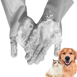 AKEISHE Pet Grooming Gloves – 5-Finger Deshedding & Massage Gloves for Dogs & Cats, Heat-Resistant Silicone Brush Gloves – Gentle Hair Removal & Bathing Aid (Pair)