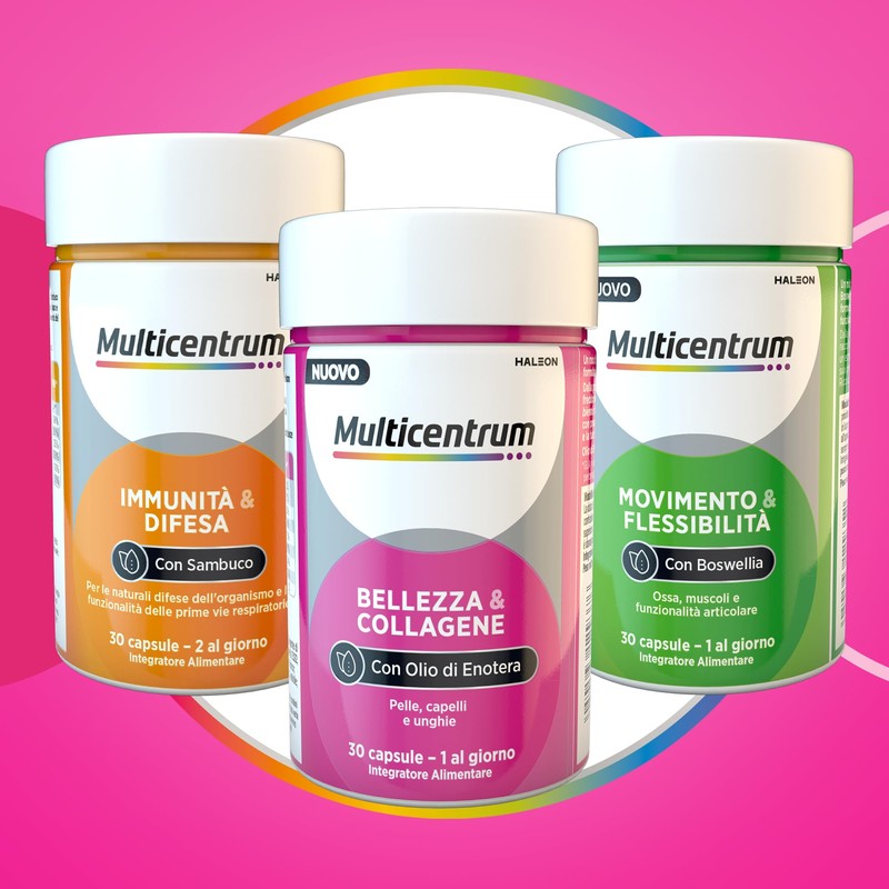Multicentrum Bellezza&Collagene, Integratore Alimentare con Collagene, Biotina, Vitamina C e