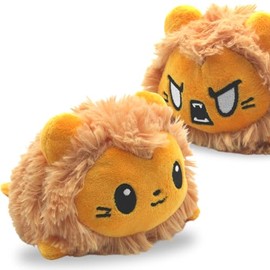 AllBlue Products Flip Plush Toy - Positive/Grim Mood Cuddly Toy as Gifts for Women, Children, Girlfriend, Lucky Charm (Lion)