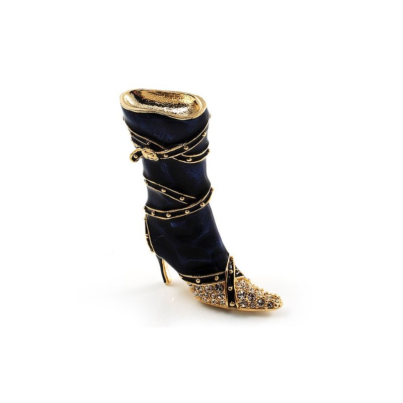 Dark Blue Stiletto High Boot Pin Brooch