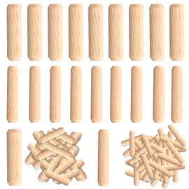 Wooden Dowel Pins,200 Wooden Pegs with Grooves, Dowel Pins,Suitable for Furniture Carpentry and Handicraft Making (M6 , M8)