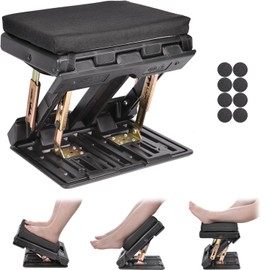 Scalebeard Foot Rest for Under Desk at Work 4-Level Height Adjustable,Ergonomic Foldable Footrest with Replaceable and Washable Cover for Office, Gaming,Computer, Soft & Removable Pad Desk Foot Stool