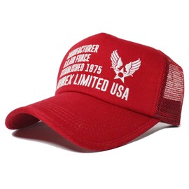 AVIREX Front Embroidered Limited USA Mesh Cap, red, 57 to 59 cm