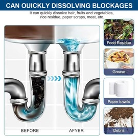 Pipeline Dredging Agent,Drain Clog Remover, Powerful Quick Cleaning Drain Toilet Cleaner Tool, Unclog Toilet Clog And Kitchen Sink Pipe Unblocker Powder