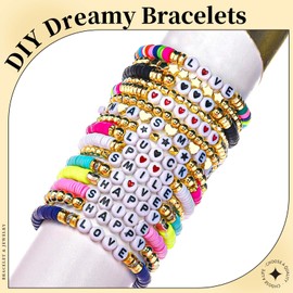 LEOBRO Letter Beads for Bracelets Making Kit, Letter Beads, Alphabet Bead Friendship Bracelet Kit, Bracelet Beads for Jewelry Making, with Gold Beads Kit, Bracelet Making Kit Beads