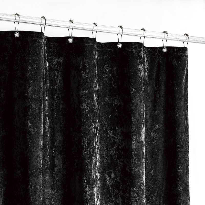 Fredsure Distressed Velvet Shower Curtain Set, 13 Pieces Black Including