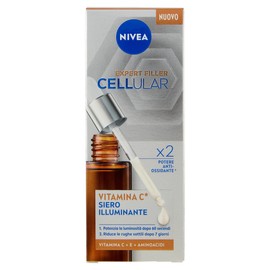 NIVEA Cellular Expert Filler Vitamin C Aufhellendes Serum, 30 ml, Anti-Falten und Antioxidans, Gesichtsserum mit Vitamin C + E und Aminosäuren für eine glatte und strahlendere Haut