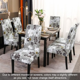 JQinHome Chair Covers for Dining Room Set of 4, High Stretch Removable Washable Parsons Chair Slipcover for Home Party Hotel Wedding Ceremony (Flower,4PCS)